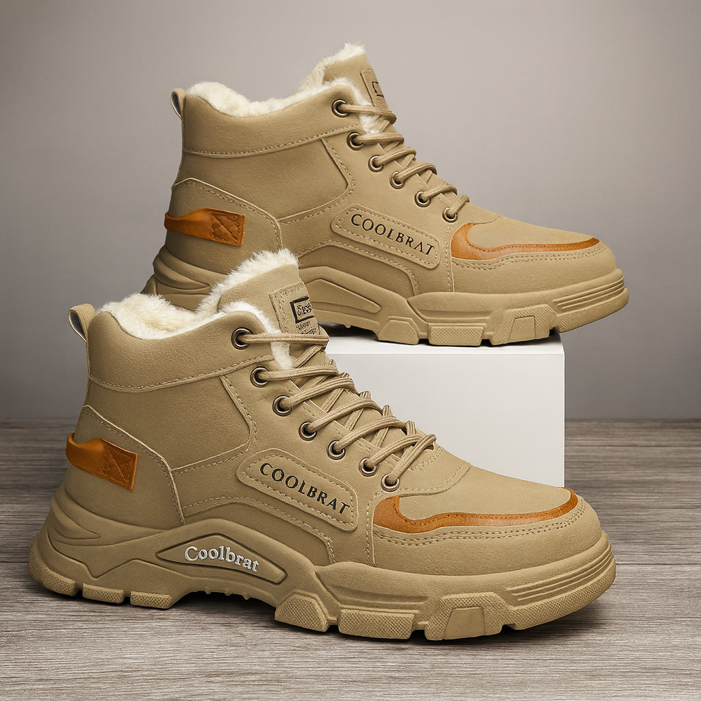 Herren Winter Boots 2025 – Warme & Bequeme Freizeitstiefel aus Kunstleder mit Rutschfester Sohle | Lässige Outdoor Schuhe