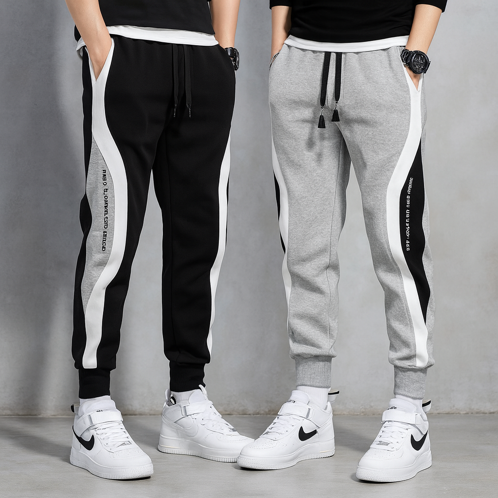 Men’s Black Jogger Pants – Loose Fit Hip Hop Sweatpants with Elastic Waist & Drawstring | Casual Streetwear Sportswear