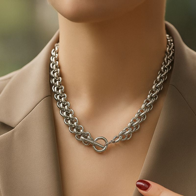 Edelstahl Halskette & Armband Set – Verstellbarer Ketten-Schmuck für Damen & Herren | Hip-Hop & Streetwear Jewelry aus Edelstahl