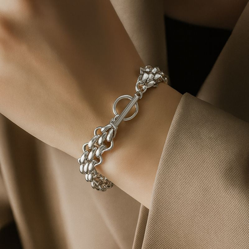 Edelstahl Halskette & Armband Set – Verstellbarer Ketten-Schmuck für Damen & Herren | Hip-Hop & Streetwear Jewelry aus Edelstahl