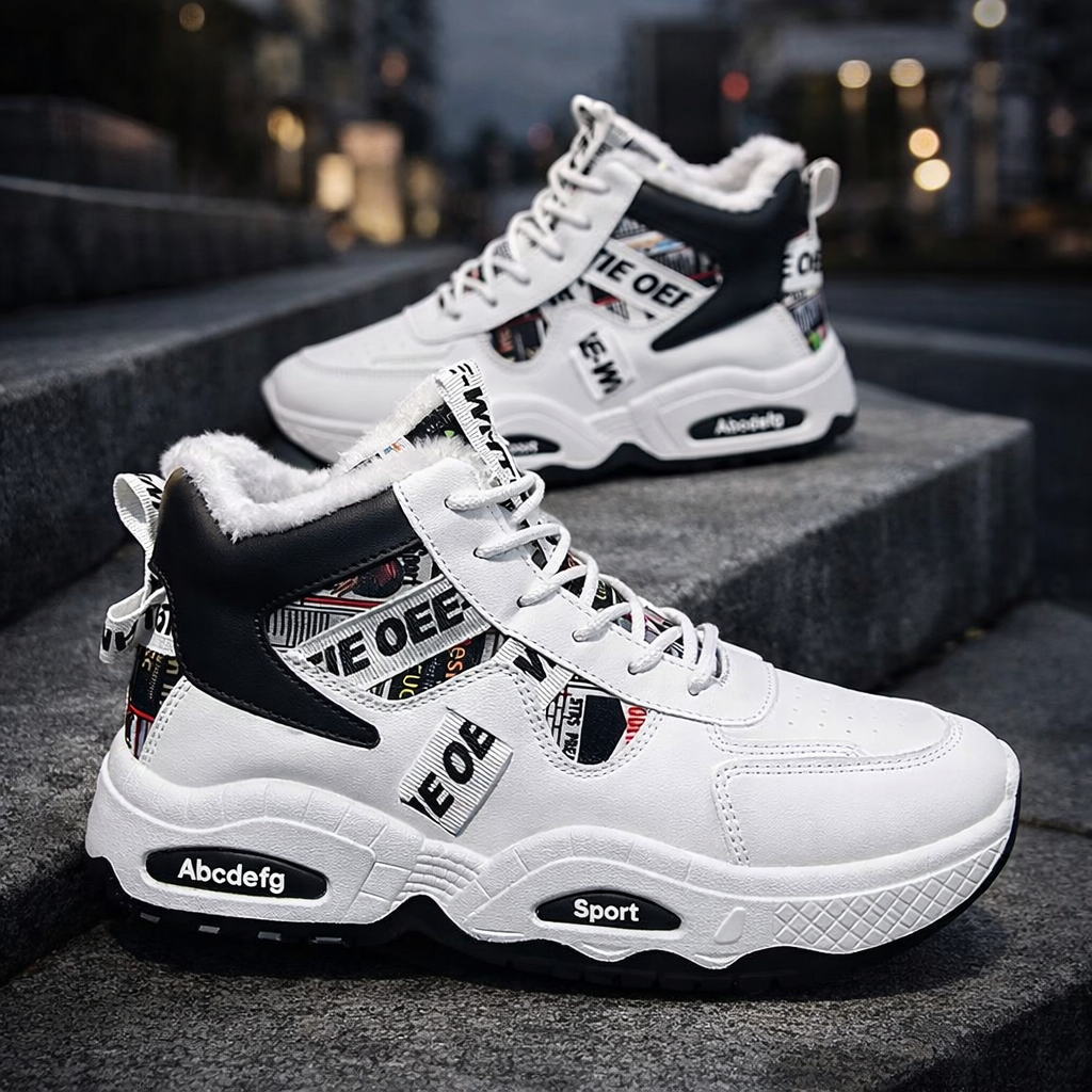 Herren Winter Schneestiefel – Gefütterte High-Top Boots mit Plüsch, Rutschfest & Warm für Outdoor & Streetwear