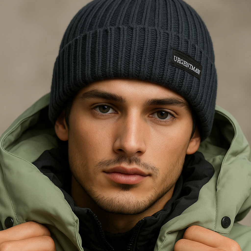 URGENTMAN Winter Beanie – Warme Unisex Strickmütze mit Fellfutter | Dicke Wintermütze für Damen & Herren