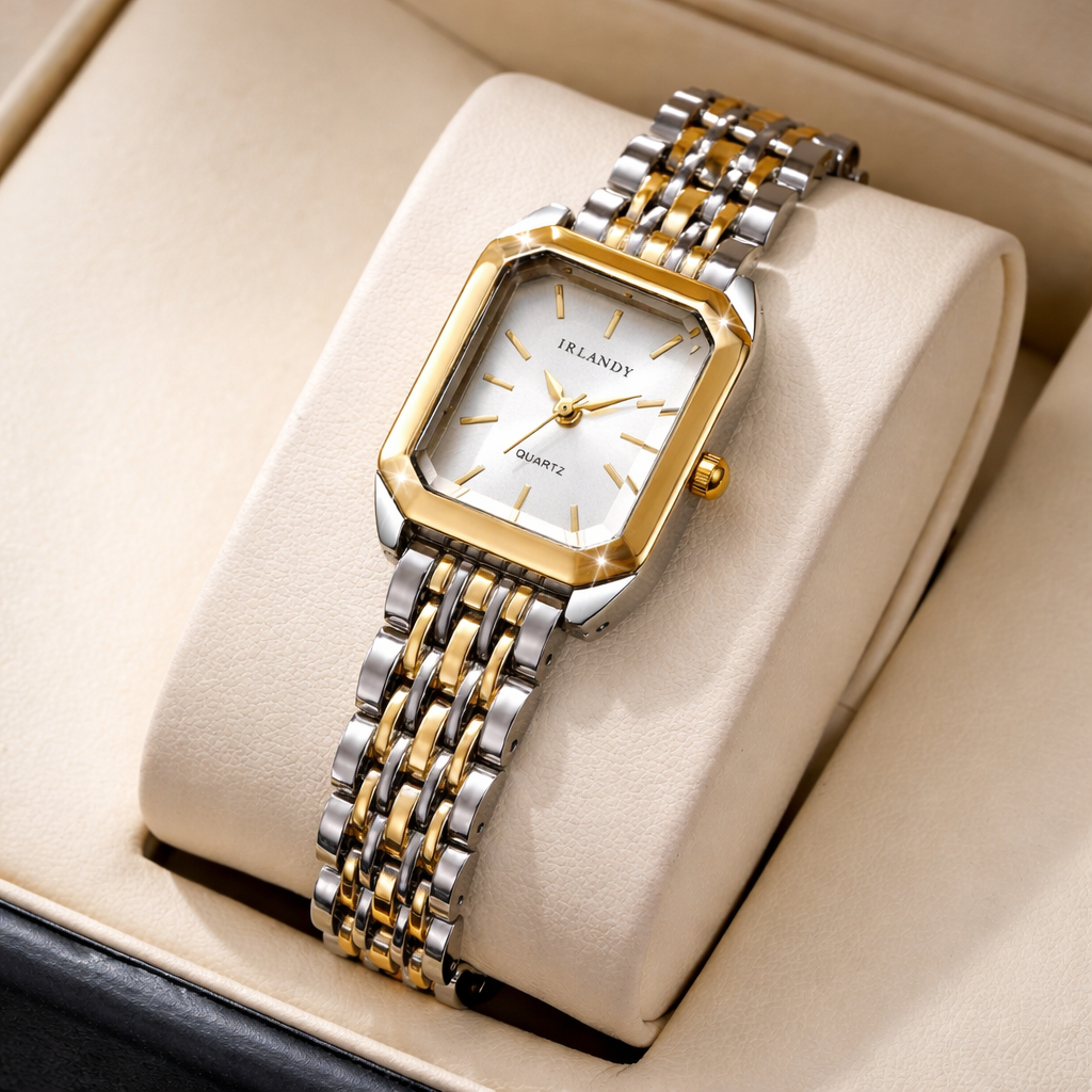 Minimalistische Damen Armbanduhr mit Edelstahlarmband – Rechteckige Quarz Uhr im modernen Fashion-Design