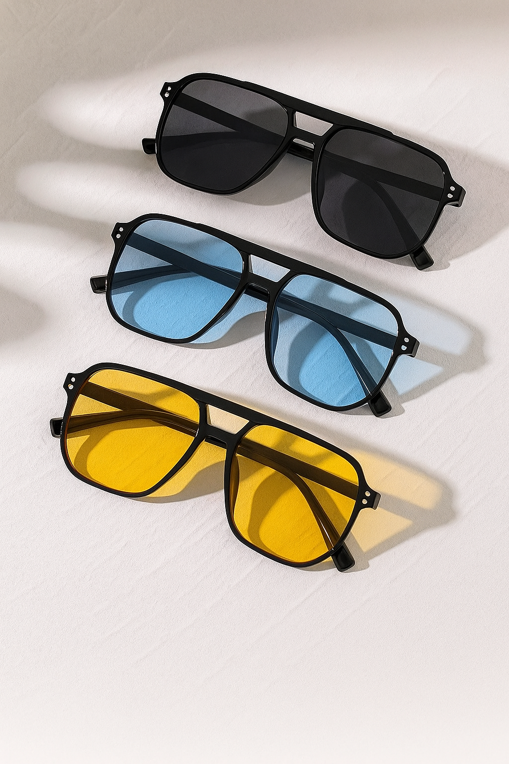 Vintage Unisex Sonnenbrille – Große Square Shades – UV400 Schutz – Schwarz | Designer Style