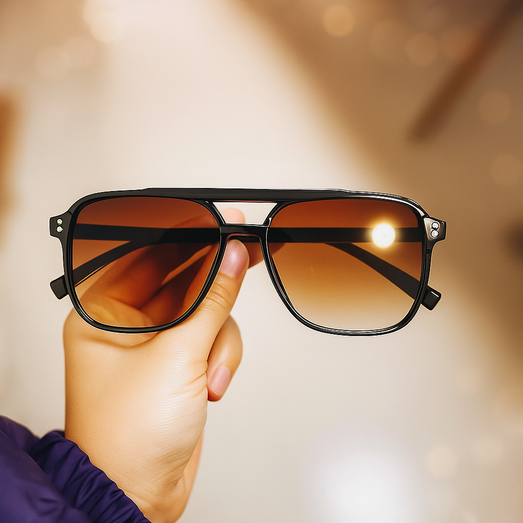 Vintage Unisex Sonnenbrille – Große Square Shades – UV400 Schutz – Schwarz | Designer Style