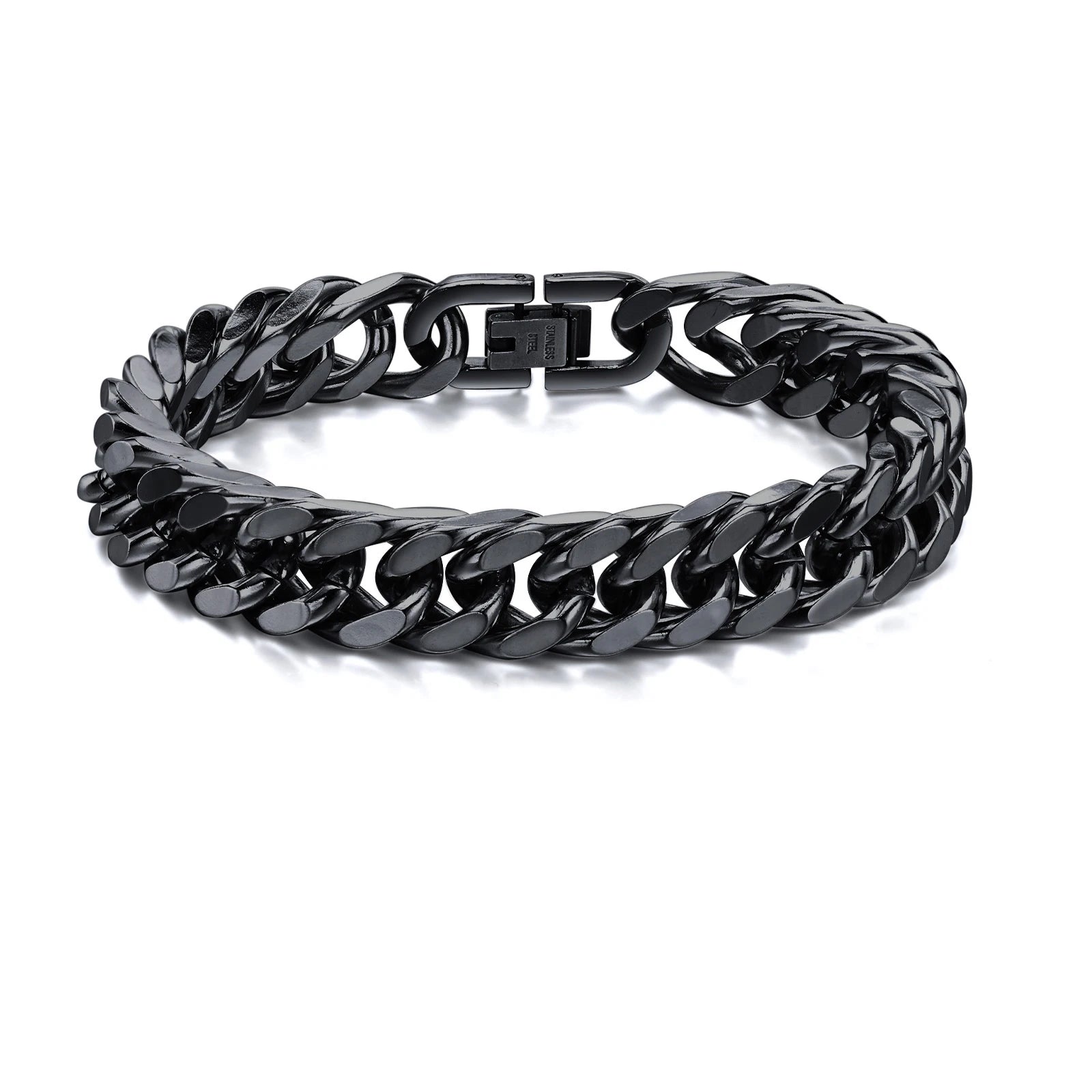 Vnox Cuban Chain Armband aus Edelstahl – 10/12/15 mm – Silber – Stylischer Hip-Hop Look für Herren & Jungen