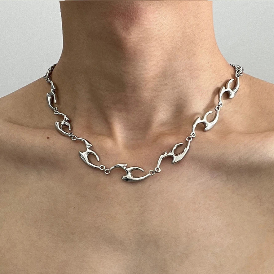 Titanstahl Halskette – Streetstyle Choker in Silber