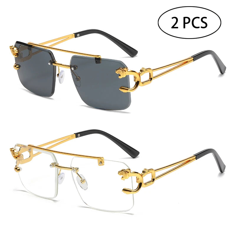 Vintage Sonnenbrille Unisex – Randlos, UV400, Doppelsteg